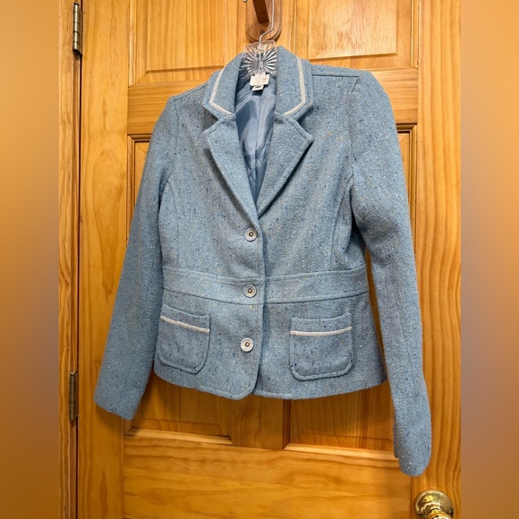 VTG. Old Navy beautiful ladies sky blue tweed jacket size S - Picture 1 of 10